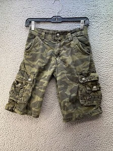 PD&C Shorts Youth 10 Green Camo Cargo Shorts 8 Pockets Hiking Fishing Playing •• - Picture 1 of 19