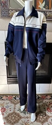 Conjunto de chándal clásico Adidas vintage raro a juego chaqueta y pantalones grandes azul marino Foto 1 de 4
