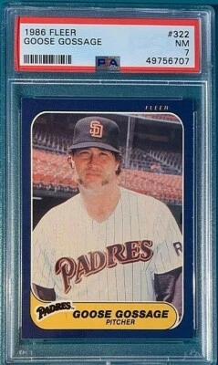 1986 Fleer Baseball #322 Rich Goose Gossage PSA 7 Perfectly Centered  - Image 1 of 2