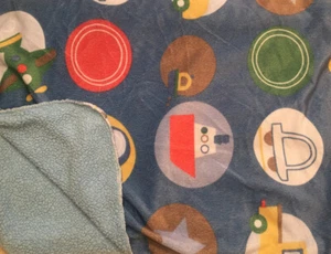 Circo Blue Baby Blanket Fleece Circles Cars Boat Airplane Vehicles Sherpa Star - Picture 1 of 3
