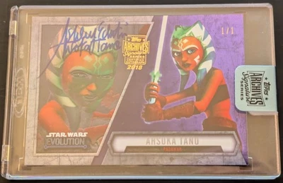 Topps Archives 2018 Star Wars Evolution Ahsoka Tano Padawan púrpura #10 automático 1/1 Foto 1 de 2