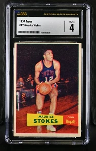 1957-58 Topps #42 Maurice Stokes Cincinnati Royals – Rookie Card - CSG 4 VG/Ex - Picture 1 of 2