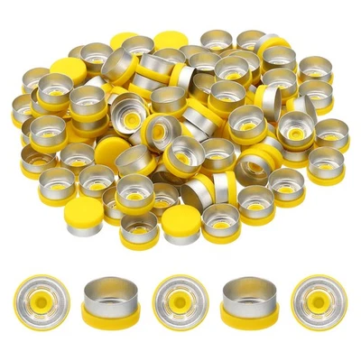 13mm Flip Off Caps, 100 Pcs Flip Off Caps Seals Plastic Aluminum Caps, Yellow Foto 1 de 4