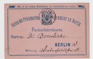 BERLIN GERMANY 1890 PRIVATE CITY POST CARD W/ MULTIPLE STAMP / PHILATELIC ADS - Picture 1 of 2