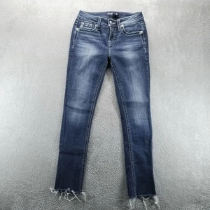 Miss Me Jeans Womens 26 Blue Skinny Flap Pockets Mid Rise Distressed Denim - Picture 1 of 10