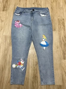 Disney woman’s Alice in Wonderland Tapered Leg Denim Jeans Size 18 RARE - Picture 1 of 8