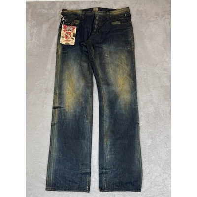 NWT PRPS Baracuda Bruised Never Broken Jeans Mens 34 Blue Button Fly Acid Wash - Image 1 of 4