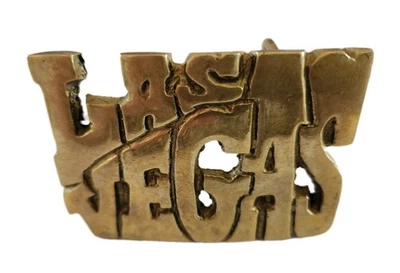 Hebilla de cinturón Baron Hebillas Las Vegas latón macizo vintage años 70 Foto 1 de 4