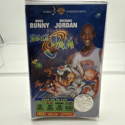 Space Jam Sealed Commemorative Coin VHS 1997 Clam Shell Case Michael Jordan - Image 1 of 4