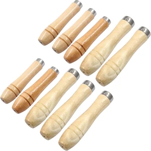 10Pcs Wooden File Handle with Strong Metal Collars, round Small Ergonomic Woo... - Picture 1 of 5