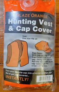 Blaze Orange Hunting Vest and Cap Hat Cover Combo Safety Shooting One Size New - Picture 1 of 9