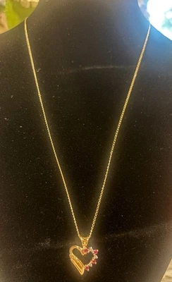 14k Yellow Gold Heart Ruby and Diamond Necklaces - Image 1 of 4