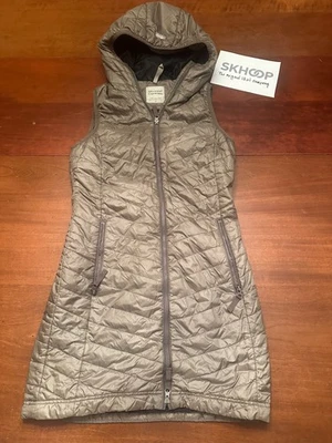 EX SKHOOP The DEBBIE LONG warm Hooded VEST  tan gold bronze SLIMMING  Womens XS - Image 1 of 4