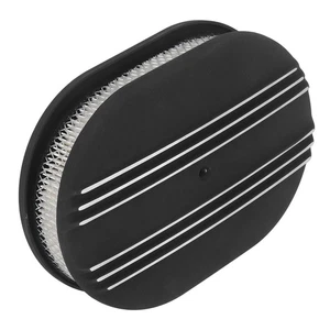 12in Oval Air Cleaner Black Aluminium Alloy Powerful Filtration Air Filter Part - Picture 1 of 12
