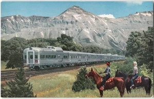 DENVER ZEPHYR Burlington Route Train Cowboy Horses Colorado 1950s Postcard - Picture 1 of 2