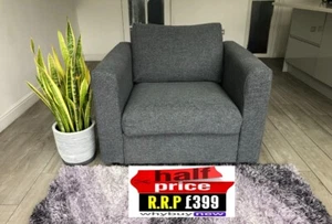 RRP:£399 IKEA VIMLE ONE SEAT ARMCHAIR GUNNARED GREY FABRIC SOFA LONDON DELIVERY - Picture 1 of 10