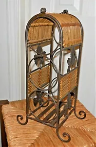 Wine Rack Iron & Wicker 3 Bottle Holder - Picture 1 of 6