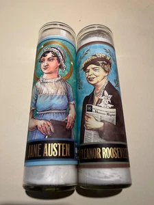 New Eleanor Roosevelt & Jane Austin Candle Secular Saint 7.5" Philosophers Guild - Picture 1 of 10