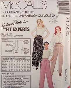 McCALLs 7174 Vtg 90s PANT 1 hour Palmer Pletsch Pullon Tuck 14 UNCUT Sew Pattern - Picture 1 of 8