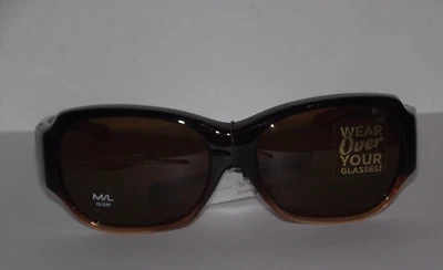 Solar Shield FGX polarized fits over glasses sunglasses size M / L Large brown - Image 1 of 4