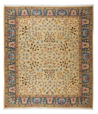 8.8x9.7 Ft Unique Vintage Rare Size Rug, Floral Handmade Anatolian Carpet - Image 1 of 4