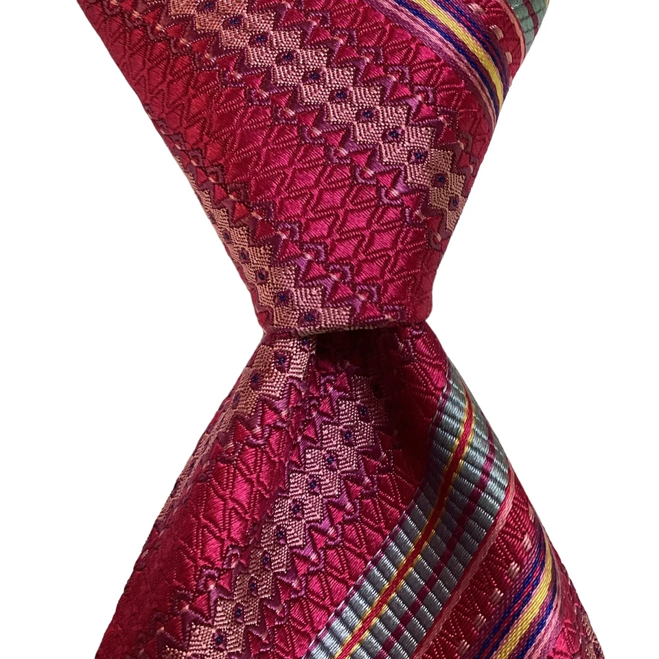 DANIEL DE FASSON SEVENFOLD Silk Necktie Designer STRIPED Pink/Blue/Purple EUC - Image 1 of 4