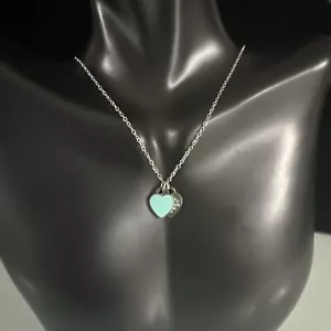 Tiffany & Co Collana Doppio Cuore Ciondolo Blu, Senza Scatola Inc - Foto 1 di 5