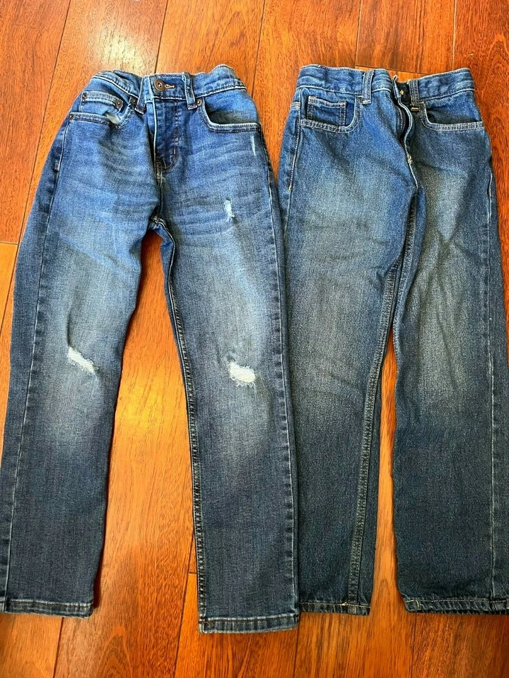 Lote de 2 pantalones vaqueros denim wonder kids gato y gato CINTURA AJUSTABLE 10S 10 SLIM para niño  Foto 1 de 1