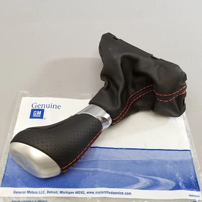 New GM Ebony Leather With Red Stitch Automatic Shift Knob & Boot 16-22 Camaro - Image 1 of 4