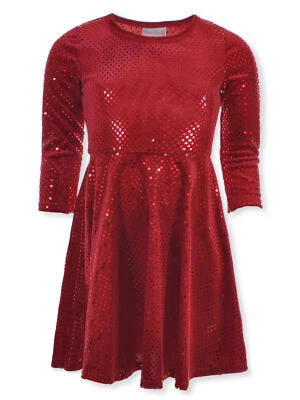 Vestido de terciopelo Bonnie Jean para niñas - azul marino, 7 Foto 1 de 2