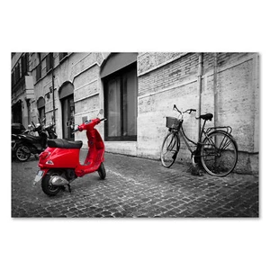Postereck 2650 Poster Leinwand Roter Roller, Italien Schwarz Weiss Fahrrad Bike - Bild 1 von 7