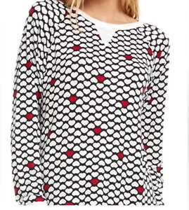 Flora Nikrooz Pajama Set Black White and Red Heart Print. New NWT SZ: Medium - Picture 1 of 2