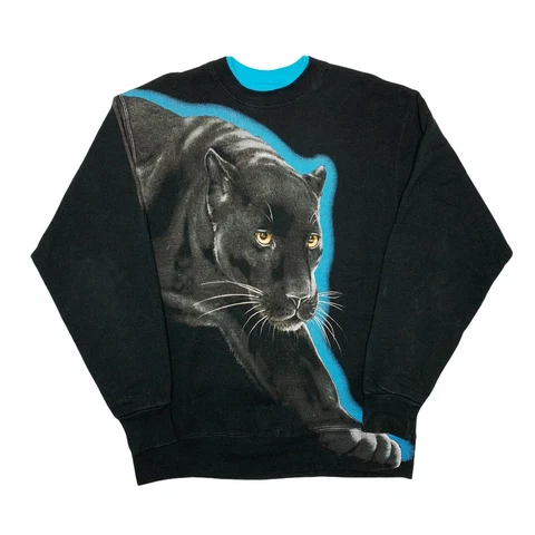 Vtg Rare NFL Carolina Panthers All Over Print Crewneck Sweater. Mens Large Cover