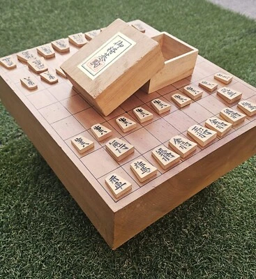 Japanese Chess Shogi Board Vintage Antique Used Japan with Shogi Koma pieces - Image 1 of 4