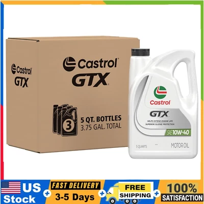 Aceite de motor convencional Castrol GTX 10W-40 5 cuartos paquete de 3 para automóviles y camionetas Foto 1 de 4