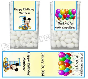 14 ETIQUETAS TIC TAC BABY MICKEY MOUSE PRIMER CUMPLEAÑOS FIESTA FAVORES ~ PERSONALIZADAS - Imagen 1 de 3