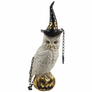 Sombrero de bruja búho dorado blanco flecha repuesto letrero de Halloween decoración cadenas 14" - Imagen 1 de 2