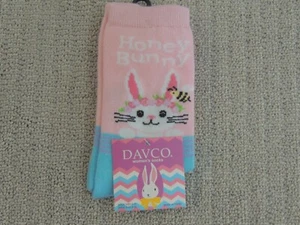 Davco Women's Fashion Novelty Socks Pink Blue Easter Bunny Bunnies Pair - Picture 1 of 2
