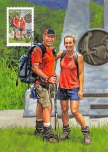 Australia  HIKING COUPLE  Maximum~Matching Stamp  Pre-Paid Airmail  4X6 Postcard - Picture 1 of 2