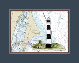 Cape Canaveral, FL Lighthouse and Nautical Chart High Quality Canvas Print - Picture 1 of 1