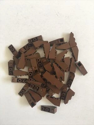 NEW Lego 50 Piece Lot Brown 1x3 Inverted 25 Degree Slope Roof Tile Blocks Bricks - Image 1 of 2