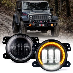 Xprite 2x LED Fog Lights Yellow DRL Ring 4Inch 60W for 2007-18 Jeep Wrangler JK - Bild 1 von 7