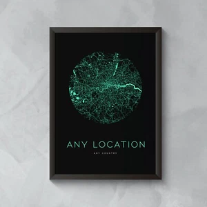 Personalised Custom CITY MAP, Any CITY/COUNTRY Travel street poster artwork - Picture 1 of 2