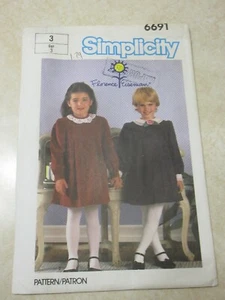 SIMPLICITY #6691 VTG 1984 CHILD'S FLORENCE EISEMAN DRESS PATTERN -SIZE 3 - UNCUT - Imagen 1 de 4