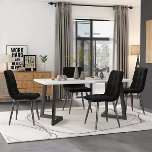 Esstisch Küchentisch mit 4 Stühlen Set Esszimmergruppe Essgruppe Schwarz Stuhl - Bild 1 von 8