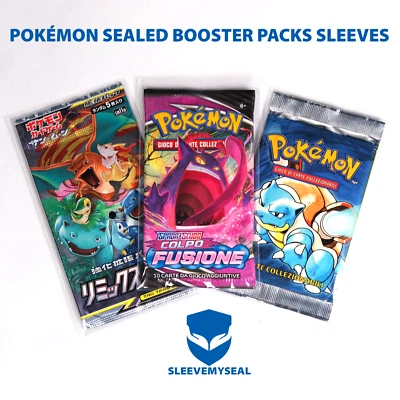 SLEEVEMYSEAL Pokemon sealed booster pack sleeves bustine trasparenti per pacchetti sigillati