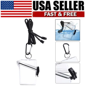 Estuche para tarjetas de plástico duro transparente con soporte para insignia de identificación protector de cordón delgado impermeable - Imagen 1 de 5