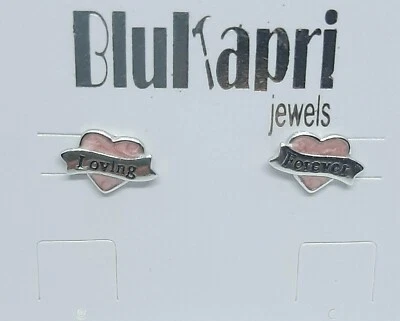 Orecchino Donna in argento 925 cuoricini smalto rosa - Immagine 1 di 4