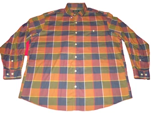 Orvis Men's XL Classic Fit Orange Autumn Brown Check Plaid Long Sleeve Shirt - Picture 1 of 7