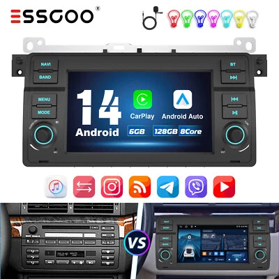 6+128G Autoradio Carplay Android 14 4G DSP GPS Nav Für BMW E46 3er 318 320 MG ZT - Bild 1 von 4